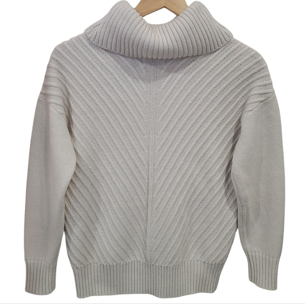 Eclipse Mitered Turtleneck Sweater Knit Neutral Cream White Pullover Wom… - Picture 4 of 16